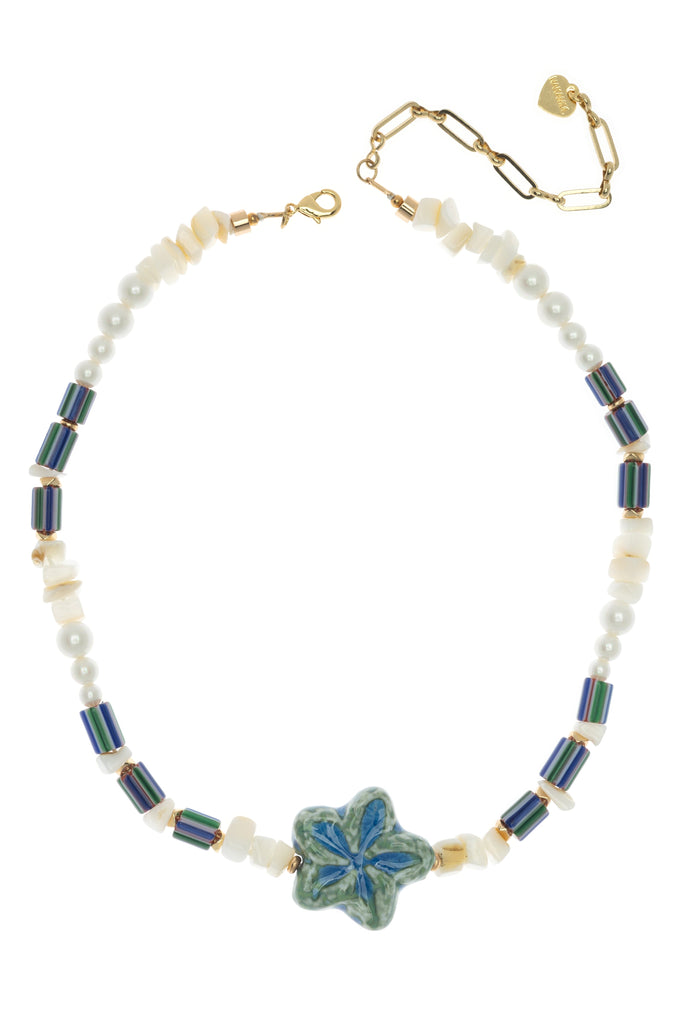 Blue Flower Beaded Necklace - Nakamol