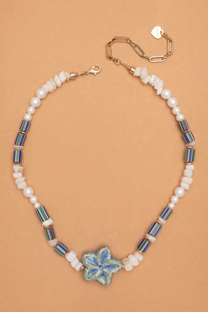 Blue Flower Beaded Necklace - Nakamol