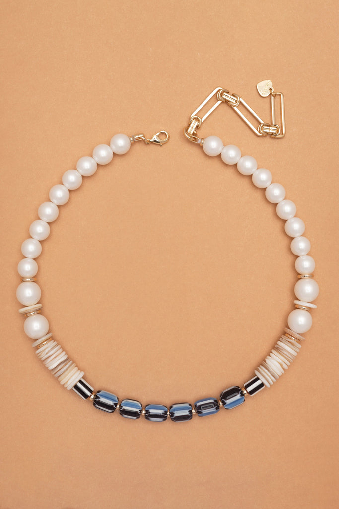 Elegant Blue and White Beaded Necklace - Nakamol