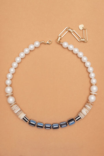 Elegant Blue and White Beaded Necklace - Nakamol