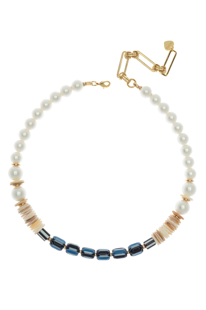 Elegant Blue and White Beaded Necklace - Nakamol