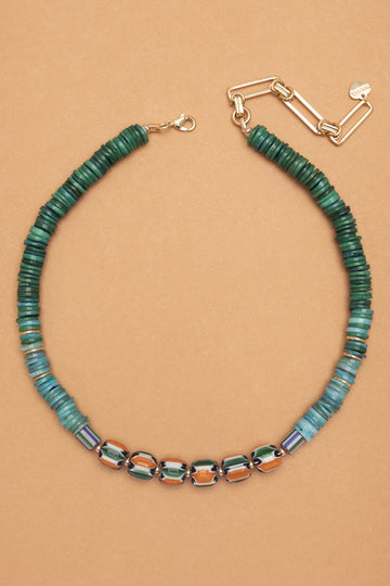 Ocean Blue Mix Bead Necklace - Nakamol