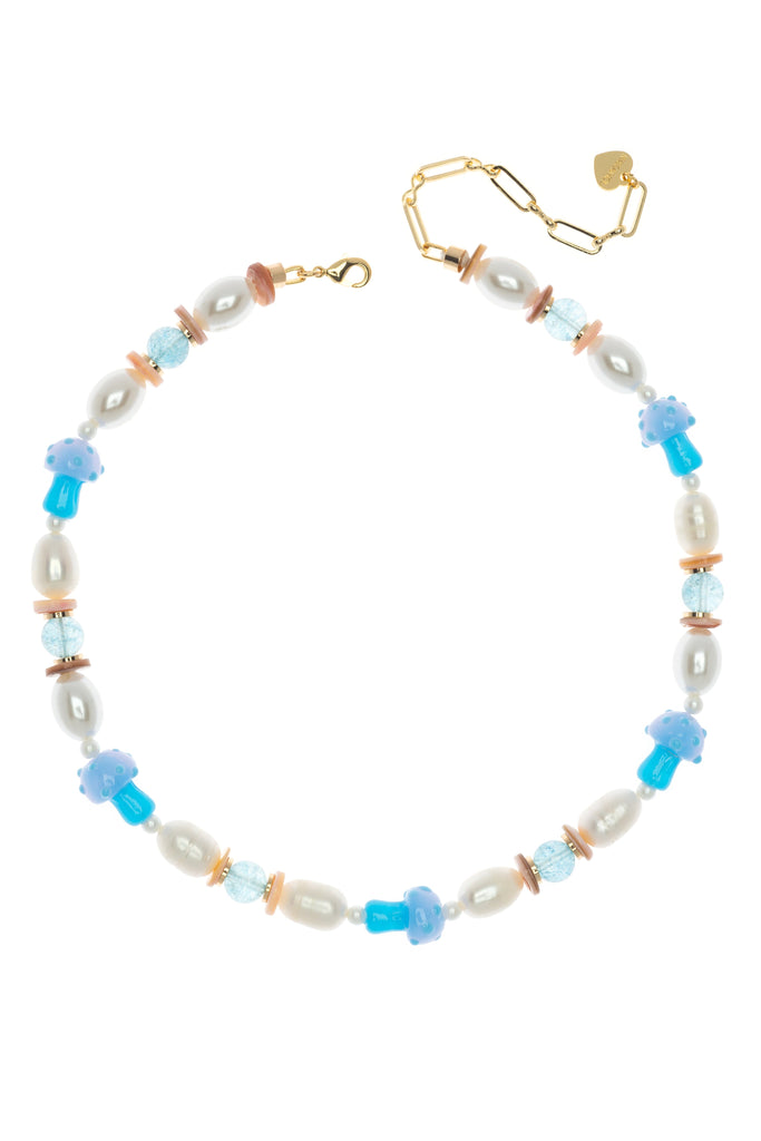 White Blue Teal Mix Short Necklace - Nakamol