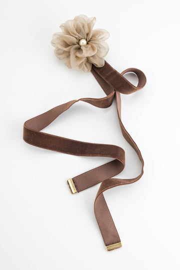 Brown Cotton Floral Necklace - Nakamol