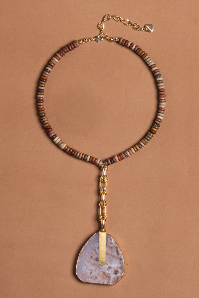 Lunakite Stone Bead Lariat Necklace - Nakamol