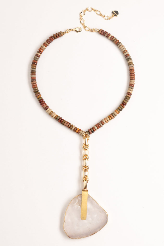 Lunakite Stone Bead Lariat Necklace - Nakamol