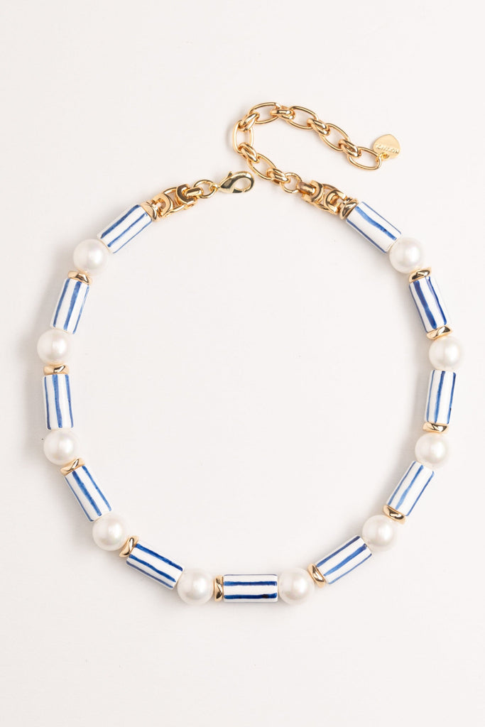 Striped Cylinder Bead Necklace - Nakamol