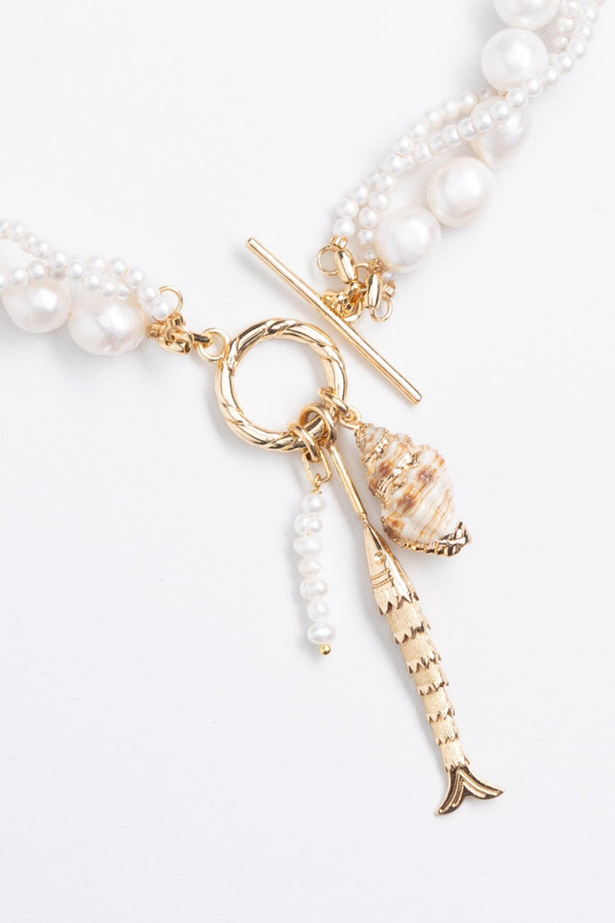 White Pearl Twist Necklace - Nakamol