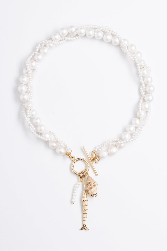White Pearl Twist Necklace - Nakamol