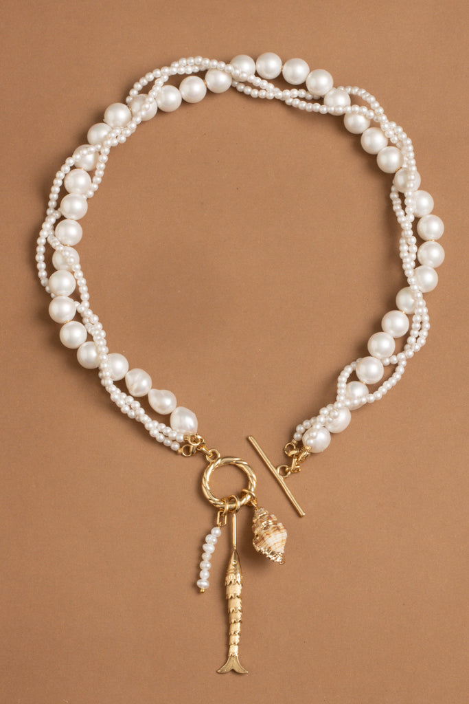 White Pearl Twist Necklace - Nakamol