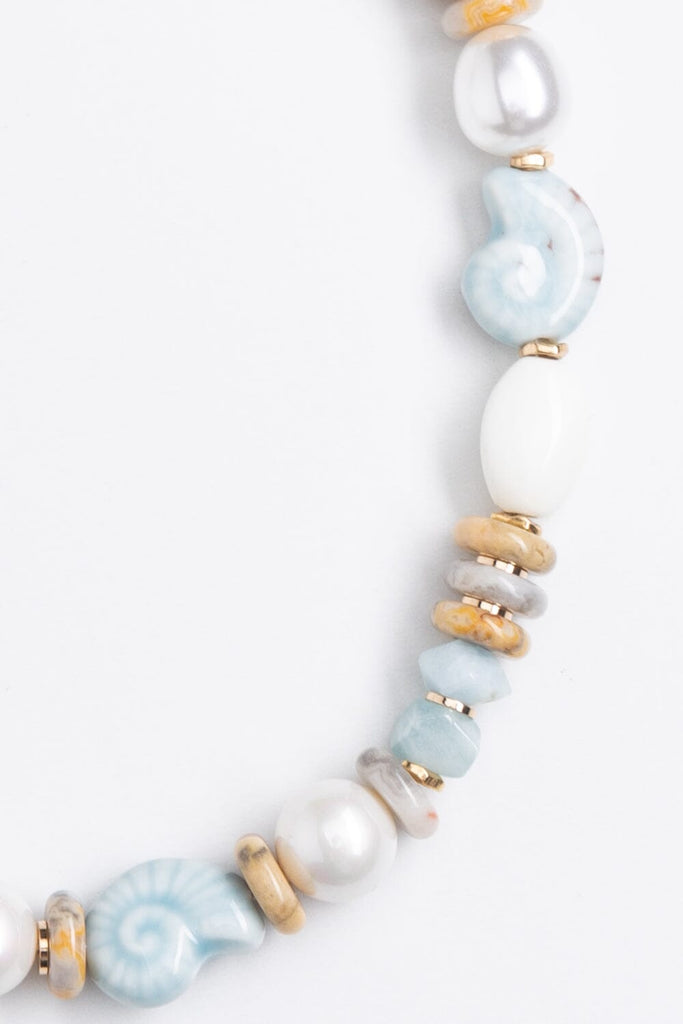 Blue White Mix Gemstone Necklace - Nakamol