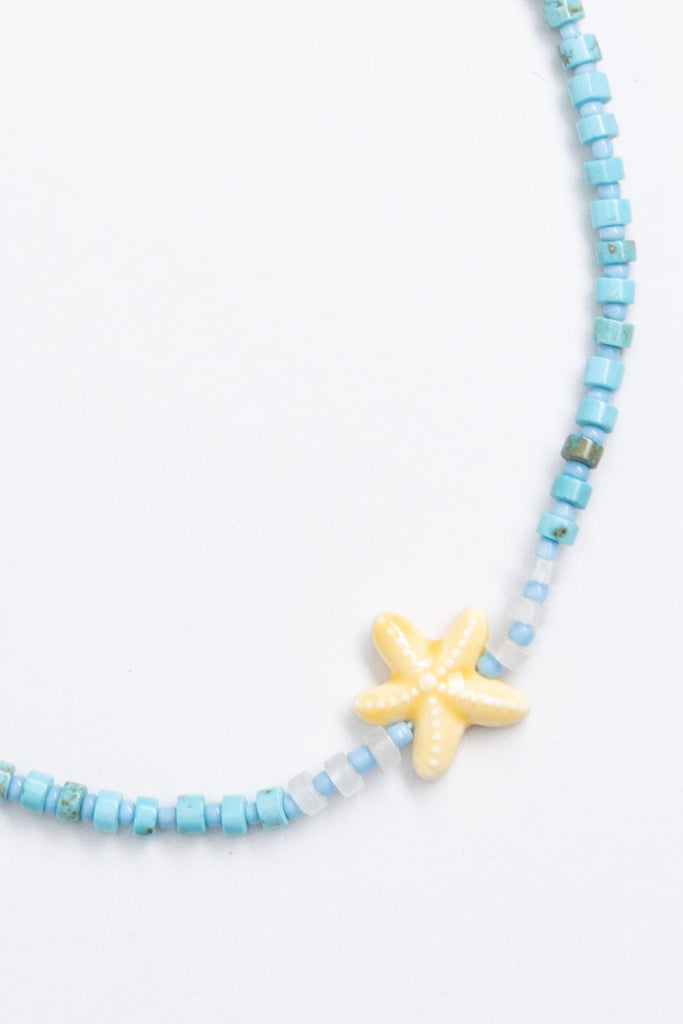 Cream Turquoise Beaded Short Necklace - Nakamol