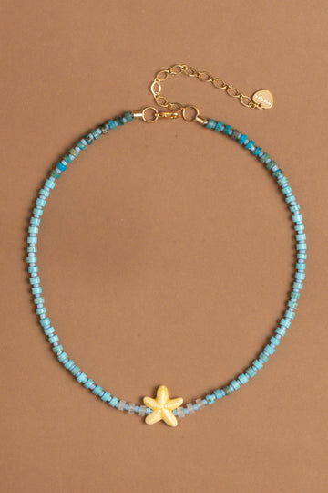 Cream Turquoise Beaded Short Necklace - Nakamol