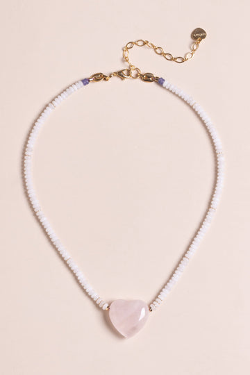 Crystal Heart White Beaded Necklace - Nakamol