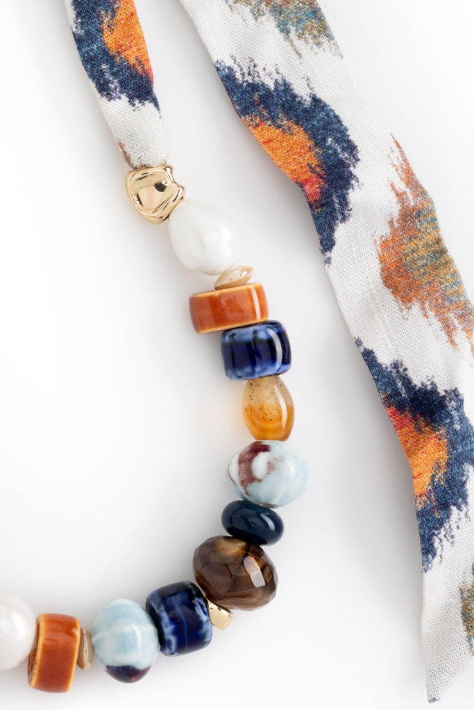 Mixed Bead Ribbon Necklace - Nakamol
