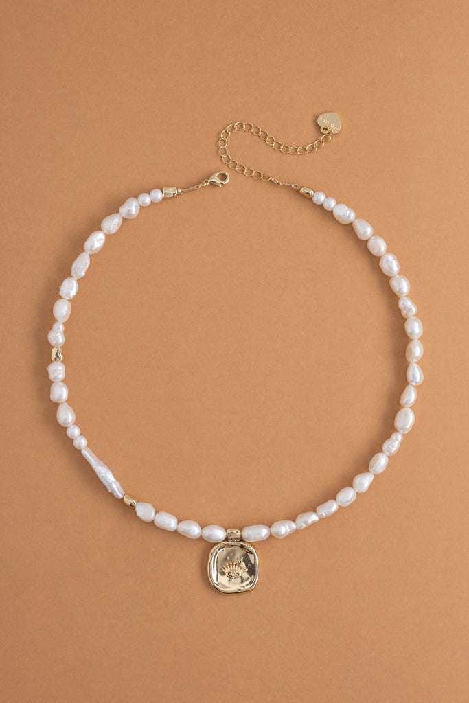 Rice Pearl Gold Pendant Necklace - Nakamol