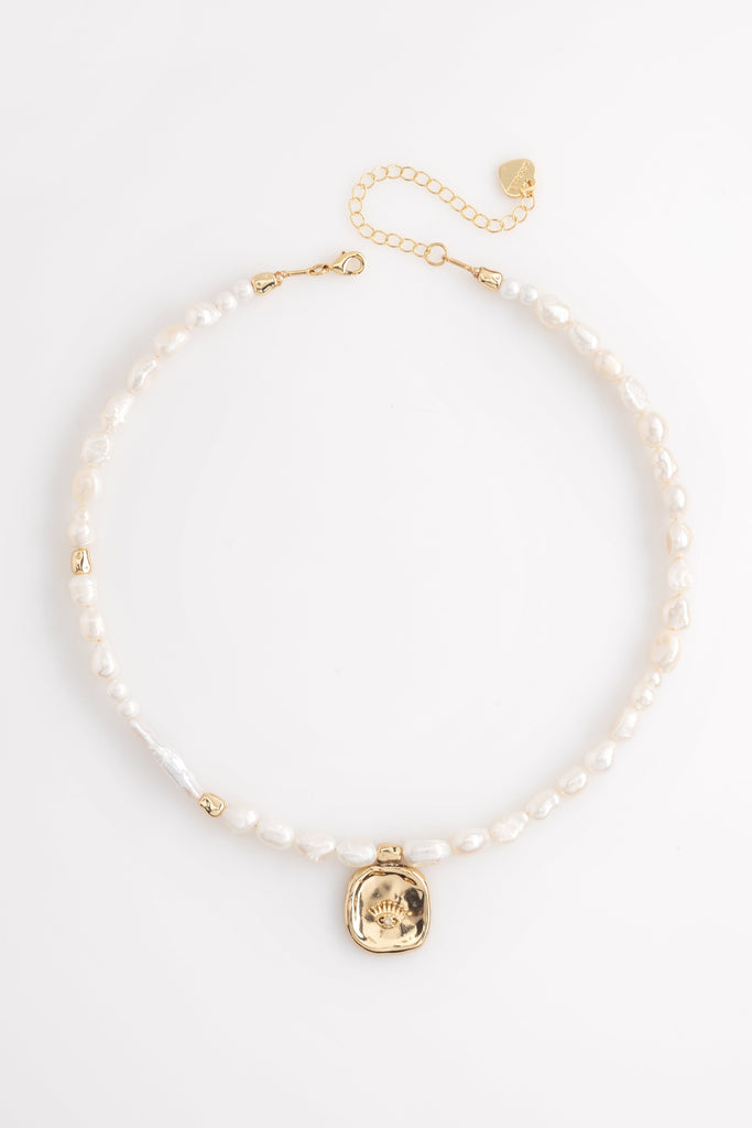 Rice Pearl Gold Pendant Necklace - Nakamol