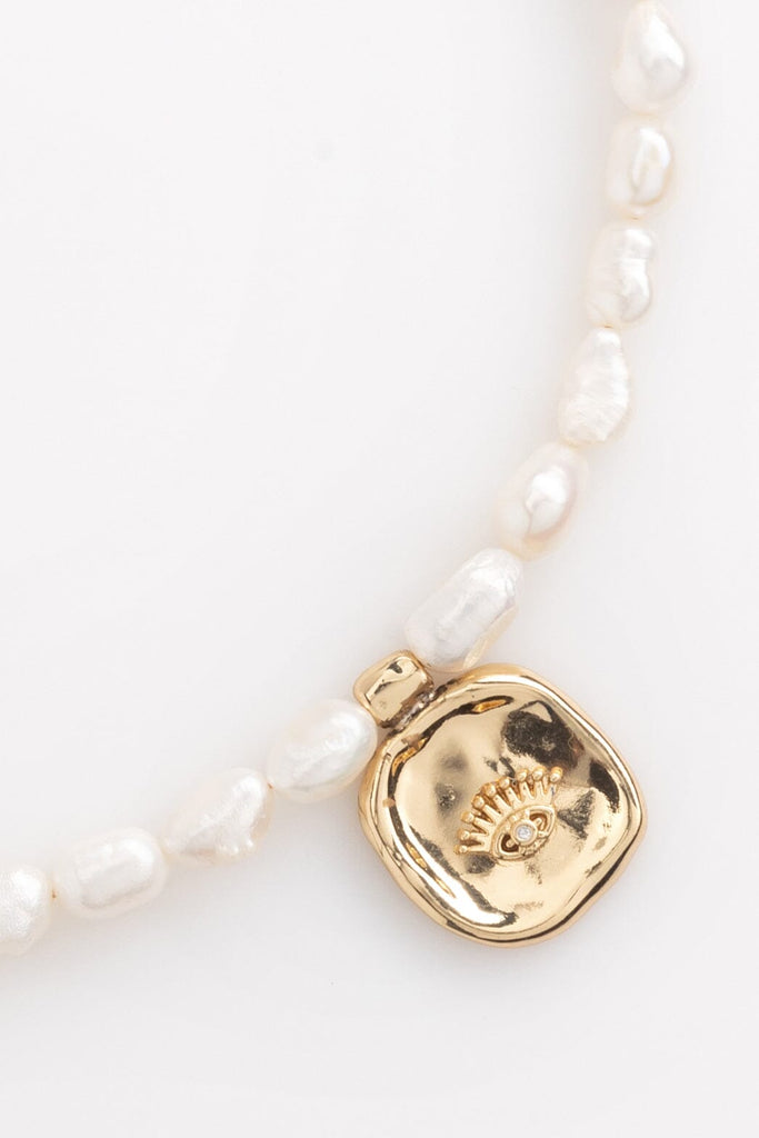 Rice Pearl Gold Pendant Necklace - Nakamol