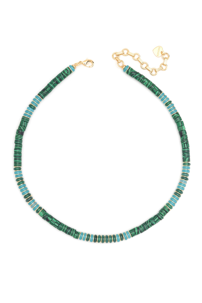 Single Strand Malachite Bead Necklace - Nakamol