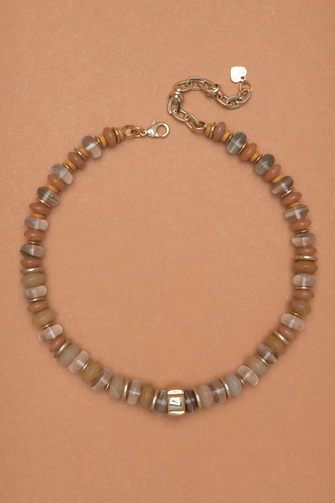 Chunky Brown and White Necklace - Nakamol