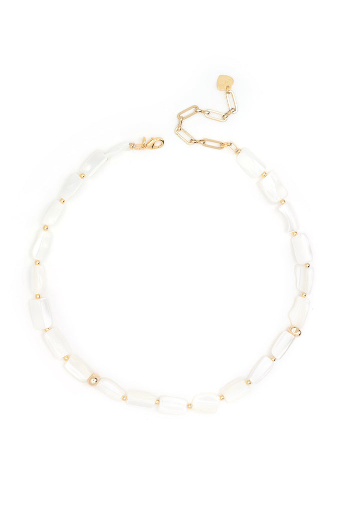 White Elongated Bead Necklace - Nakamol