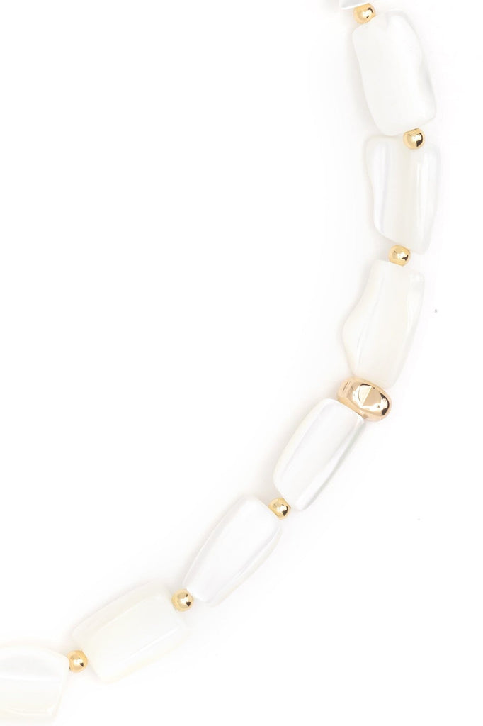 White Elongated Bead Necklace - Nakamol