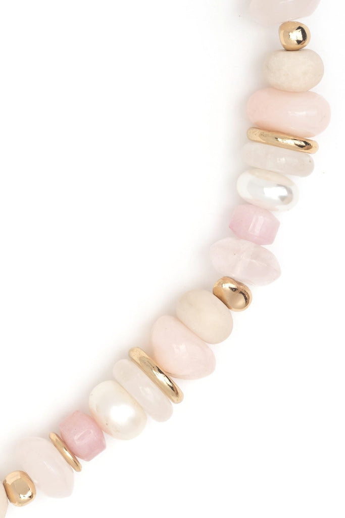 Single Strand Pink and White Short Necklace - Nakamol