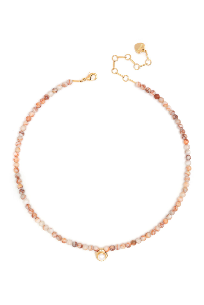Peach Beaded Short Pendant Necklace - Nakamol