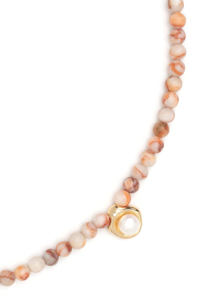 Peach Beaded Short Pendant Necklace - Nakamol
