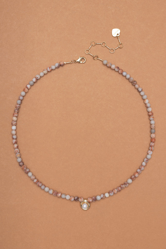 Peach Beaded Short Pendant Necklace - Nakamol