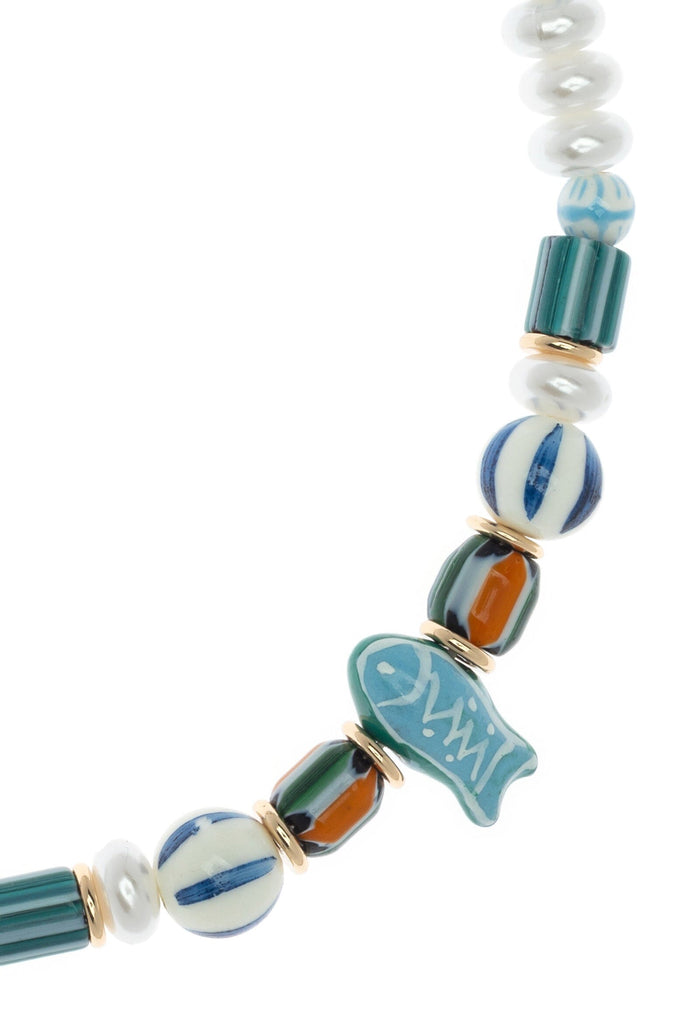 Triple Blue Fish Bead Necklace - Nakamol