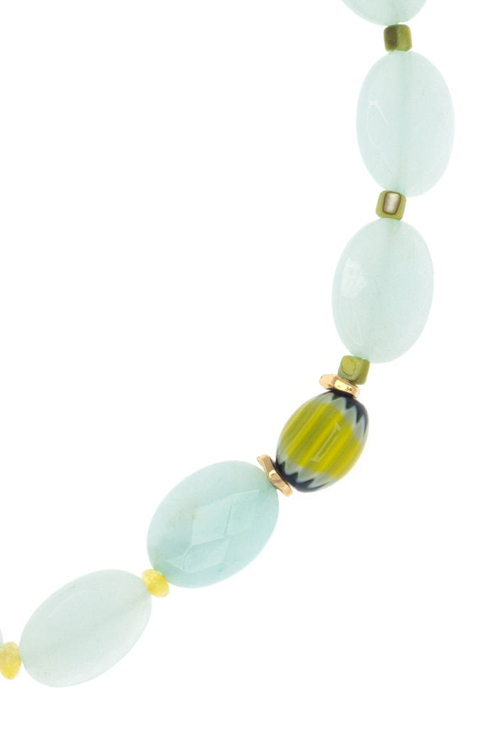 AQUAMARINE GLASS BEADS NECKLACE - Nakamol