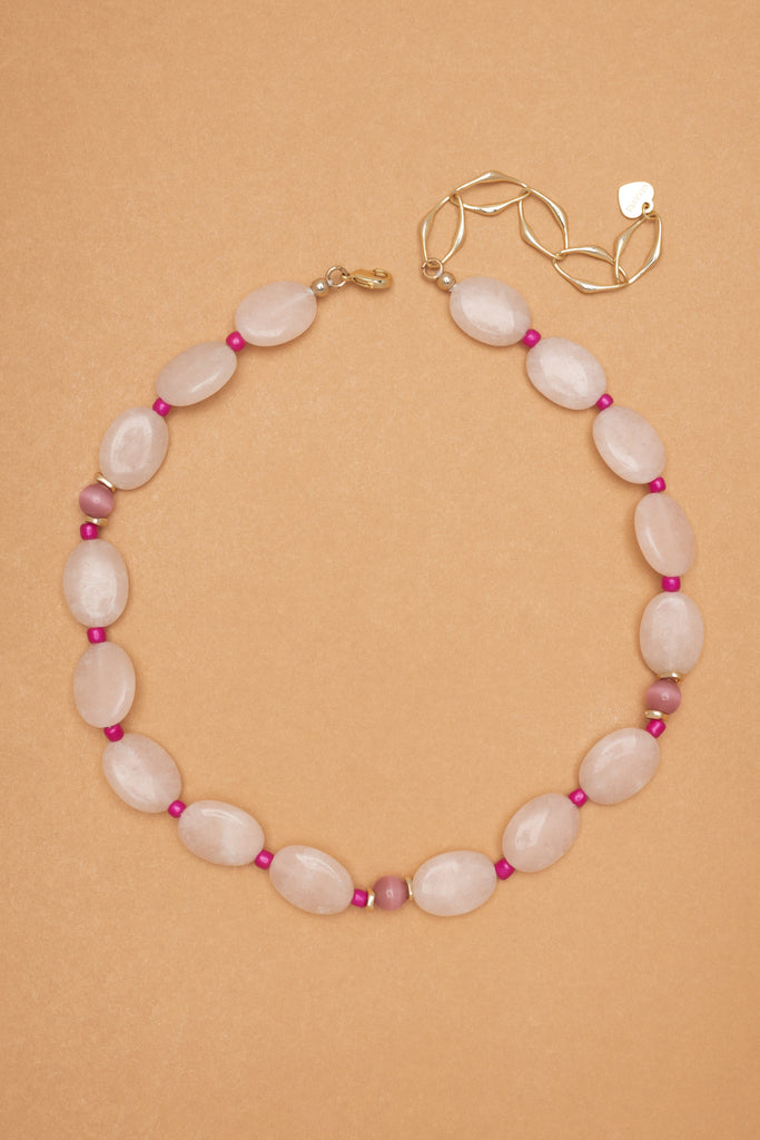 PINK TIGER EYE AND ROSE QUARTZ NECKLACE - Nakamol
