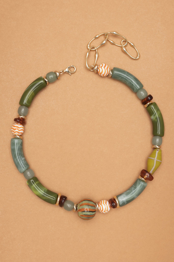 AVENTURINE & CERAMIC BEADS  NECKLACE - Nakamol