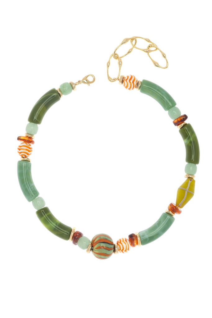 AVENTURINE & CERAMIC BEADS  NECKLACE - Nakamol
