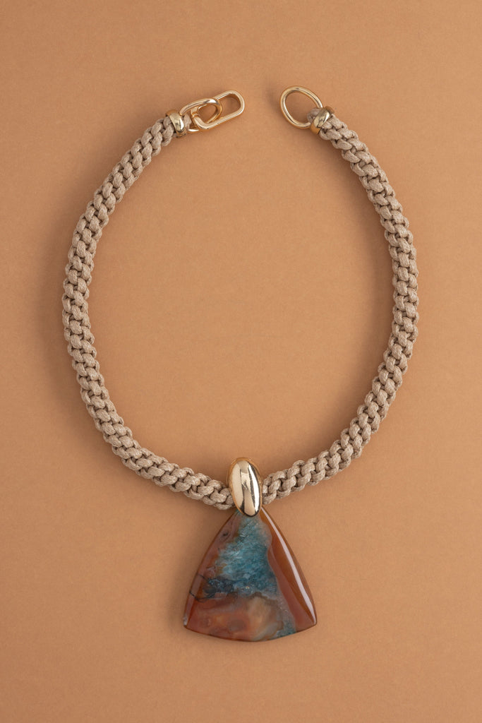 Blue Brown Stone Pendant Necklace - Nakamol