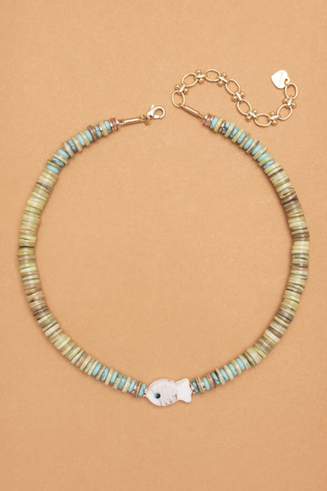 Peridot Single Strand Round Flat Bead Necklace - Nakamol