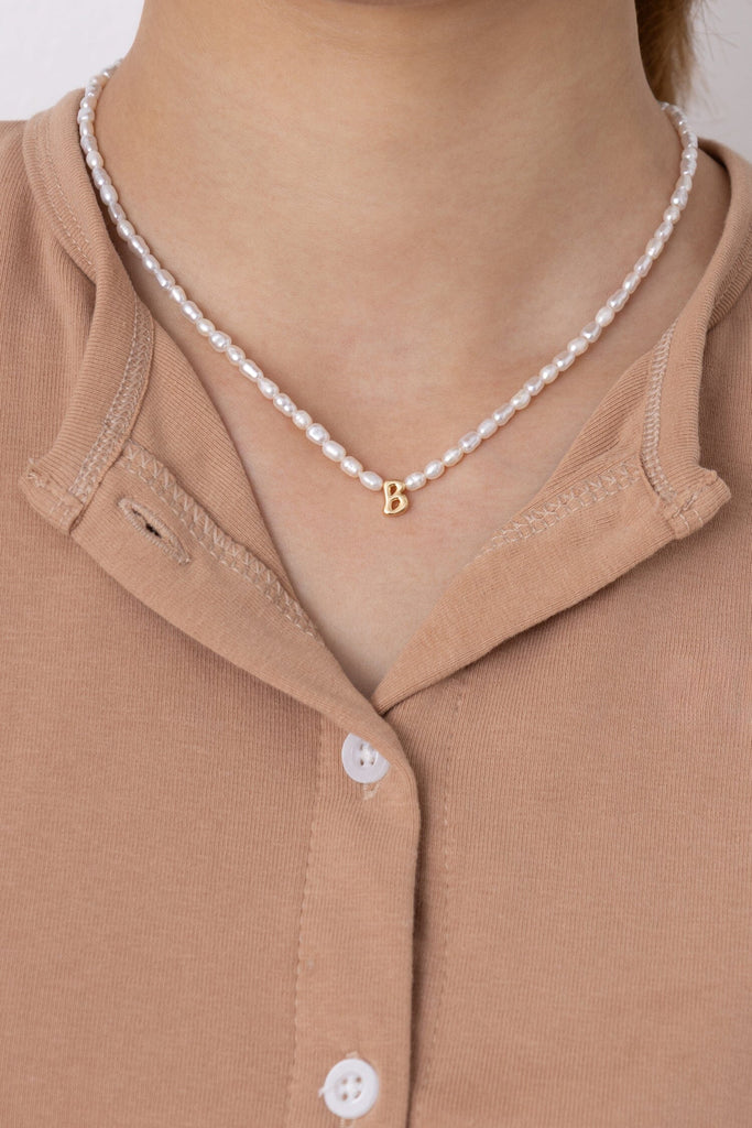 White Pearl B Bead Fashion Necklace - Nakamol