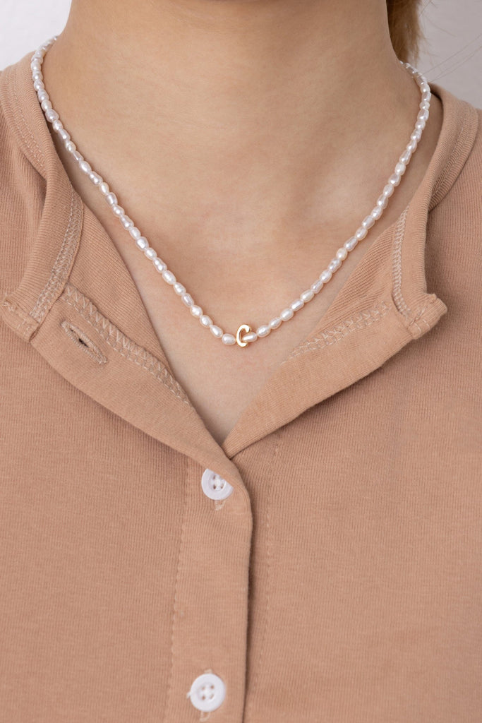 White Pearl C Bead Fashion Necklace - Nakamol