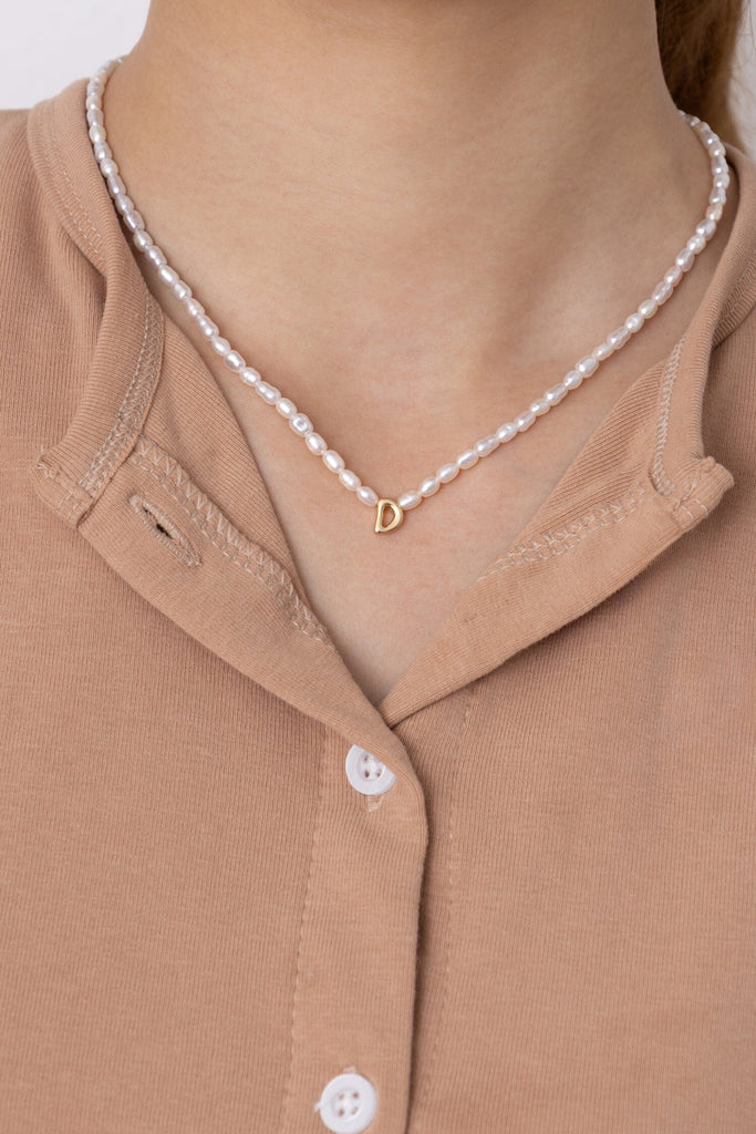 White Pearl D Bead Fashion Necklace - Nakamol