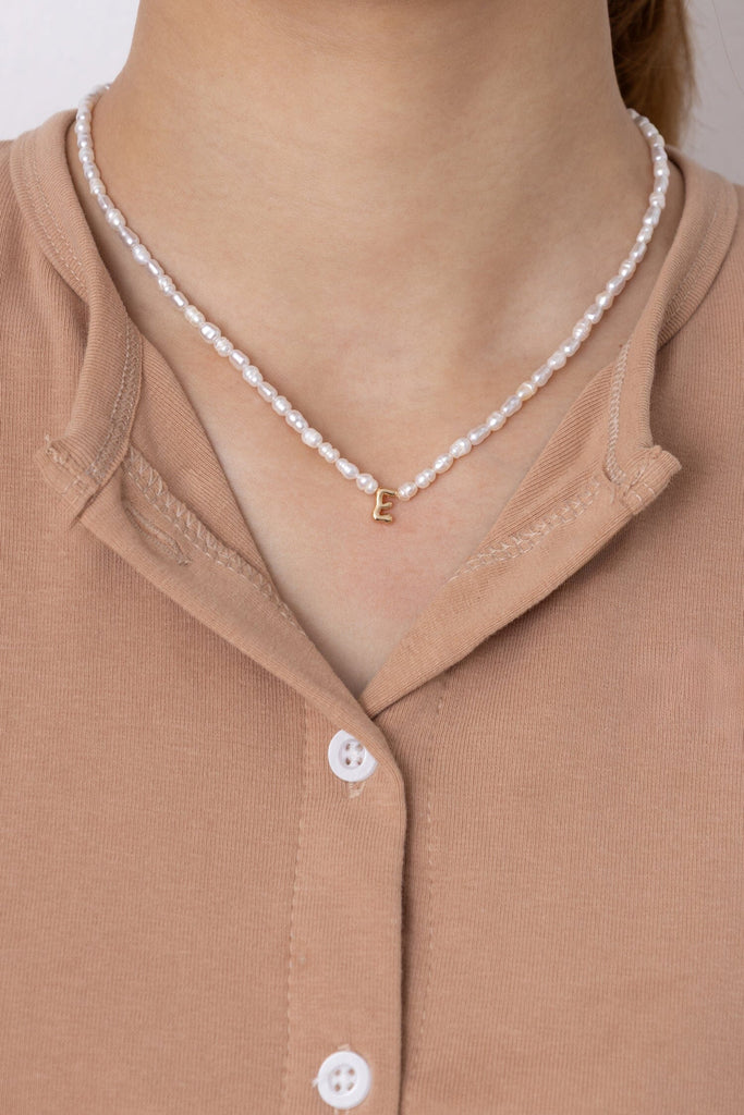 White Pearl E Bead Fashion Necklace - Nakamol