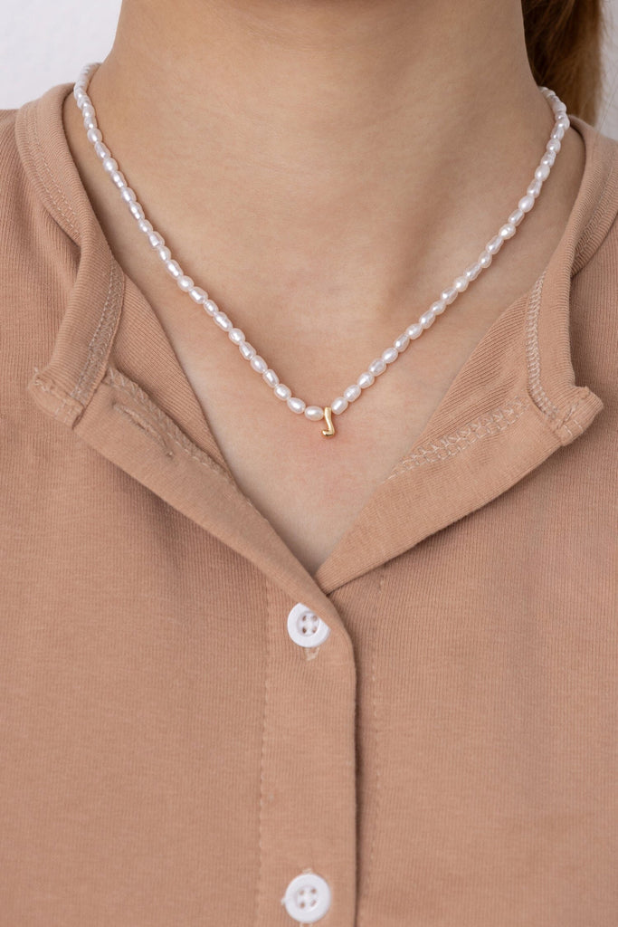 White Pearl J Bead Fashion Necklace - Nakamol