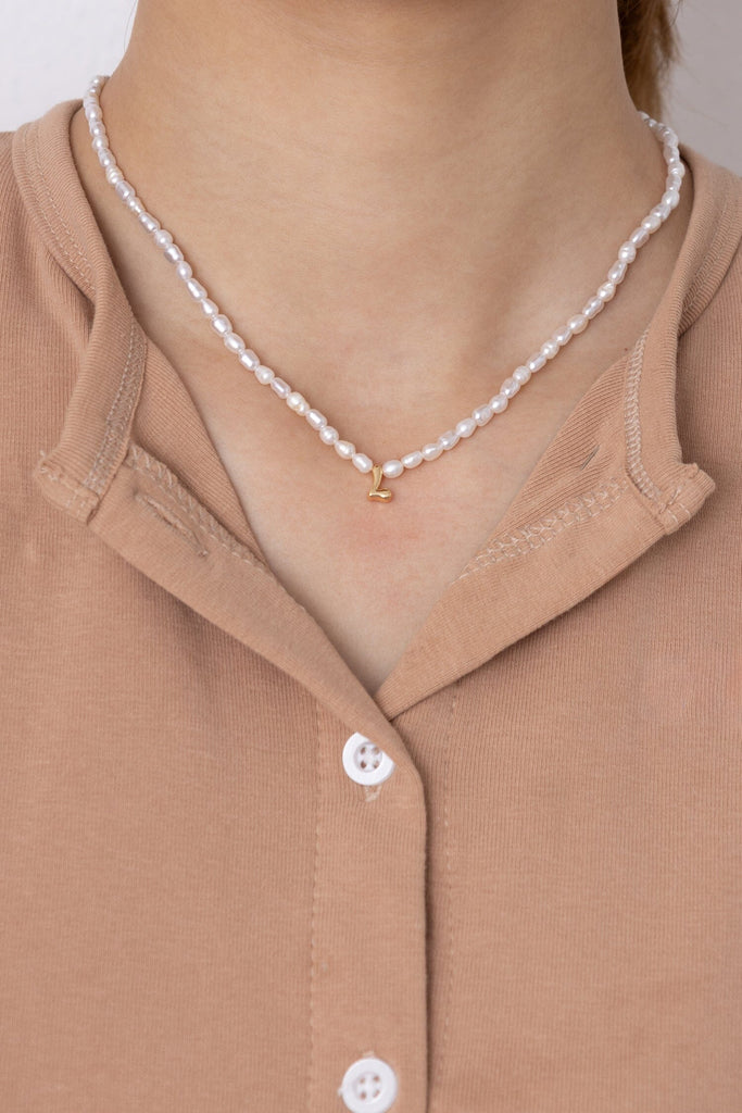 White Pearl L Bead Fashion Necklace - Nakamol