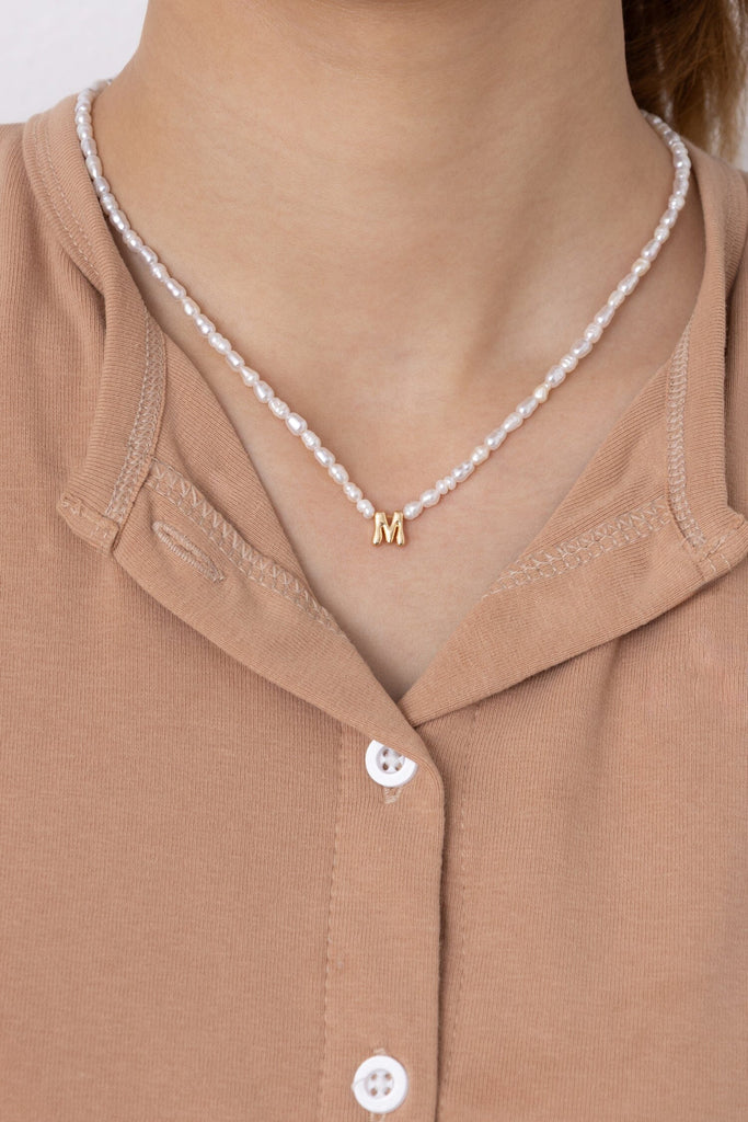 White Pearl M Bead Fashion Necklace - Nakamol