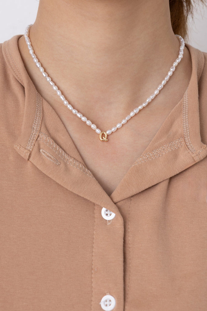 White Pearl Q Bead Fashion Necklace - Nakamol