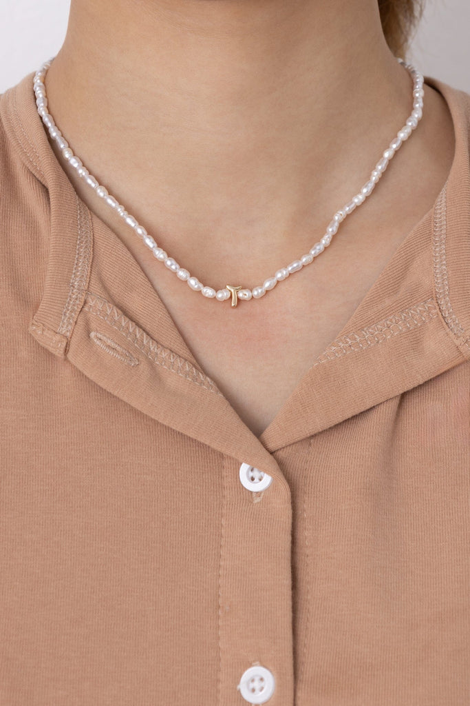 White Pearl T Bead Fashion Necklace - Nakamol