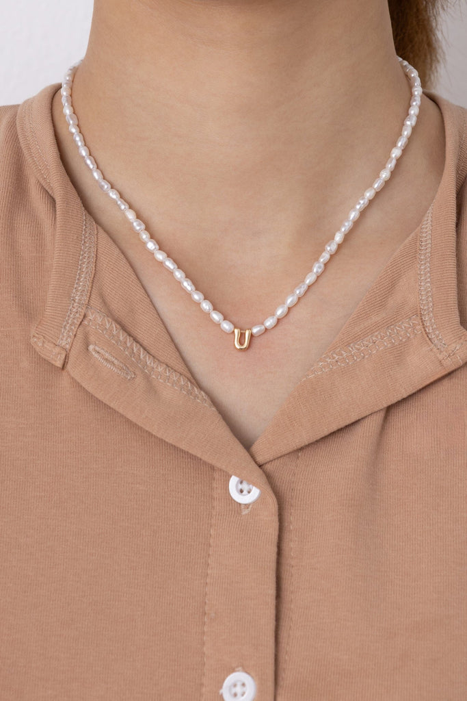 White Pearl U Bead Fashion Necklace - Nakamol