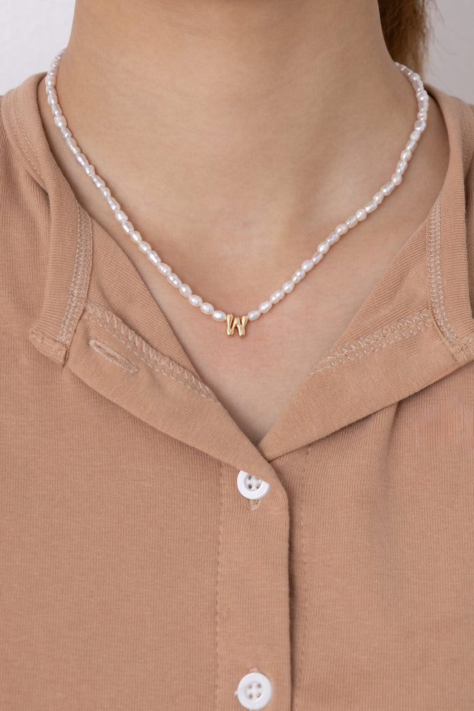 White Pearl W Bead Fashion Necklace - Nakamol