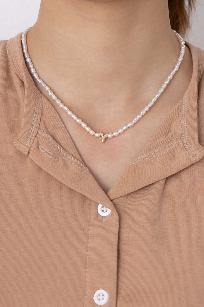 White Pearl Y Bead Fashion Necklace - Nakamol