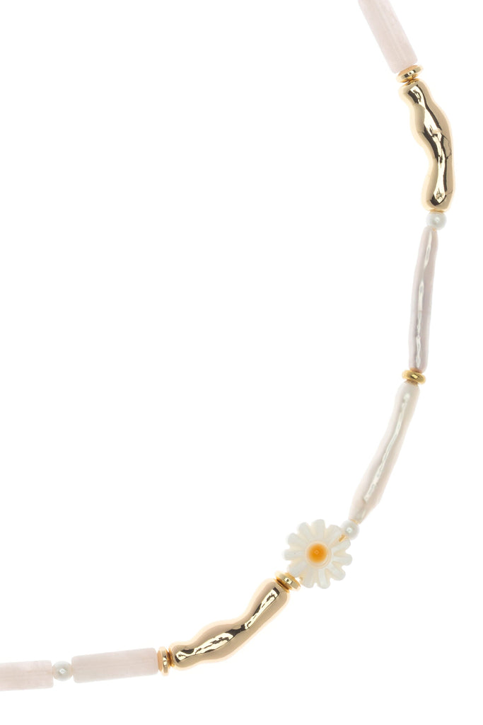 Blue Teal White Mix Beaded Necklace - Nakamol